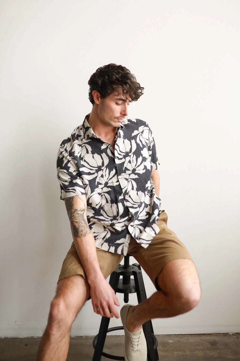 James Harper Puerto Rico Linen S/S Shirt Navy