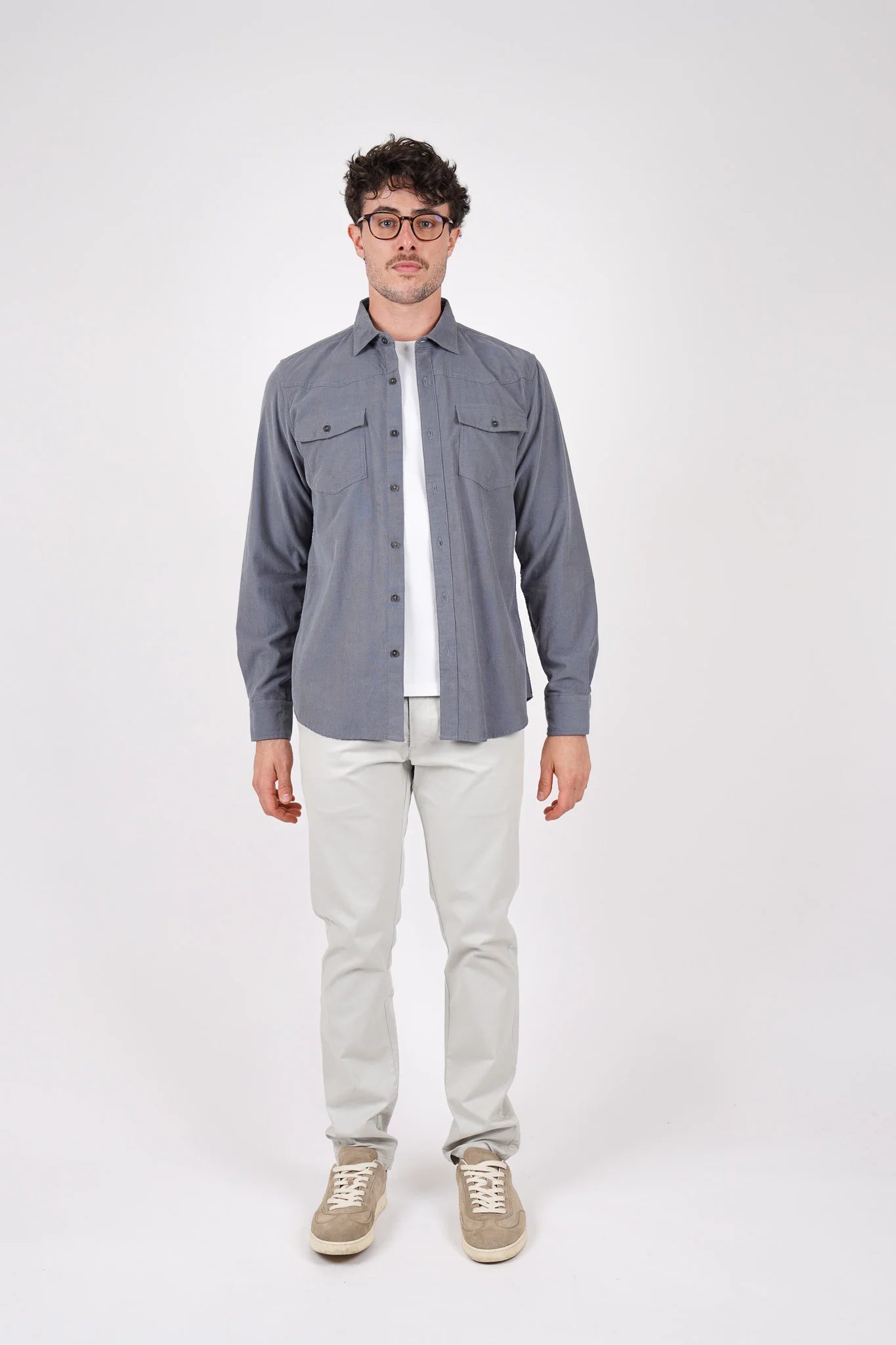 James Harper Western Cord LS Shirt Basalt