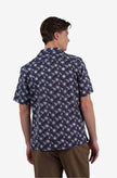James Harper SS Cuban Collar Shirt Navy Floral Embroidery