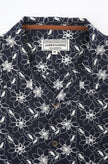 James Harper SS Cuban Collar Shirt Navy Floral Embroidery
