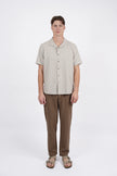 James Harper SS Square Embroidery Shirt Pebble