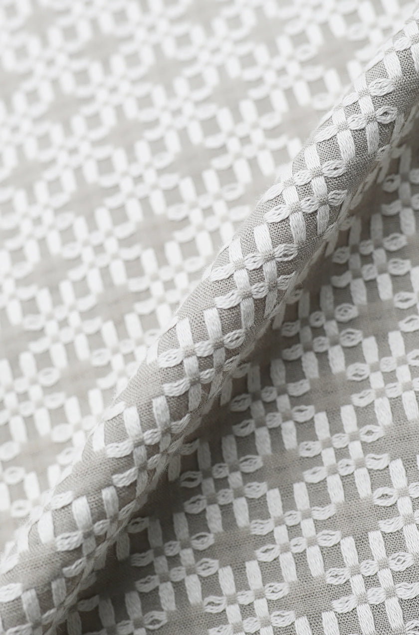 James Harper SS Square Embroidery Shirt Pebble