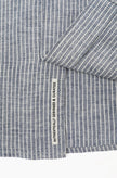 James Harper LS Grandpa Collar Shirt Blue Fine Stripe