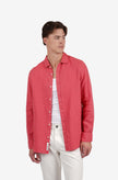 James Harper Linen LS Garment Dyed Shirt Coral