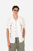 James Harper SS Cuban Collar Shirt Natural Embroidered Vine