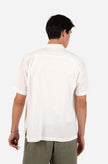 James Harper SS Cuban Collar Shirt Natural Embroidered Vine