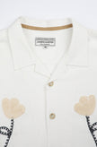 James Harper SS Cuban Collar Shirt Natural Embroidered Vine