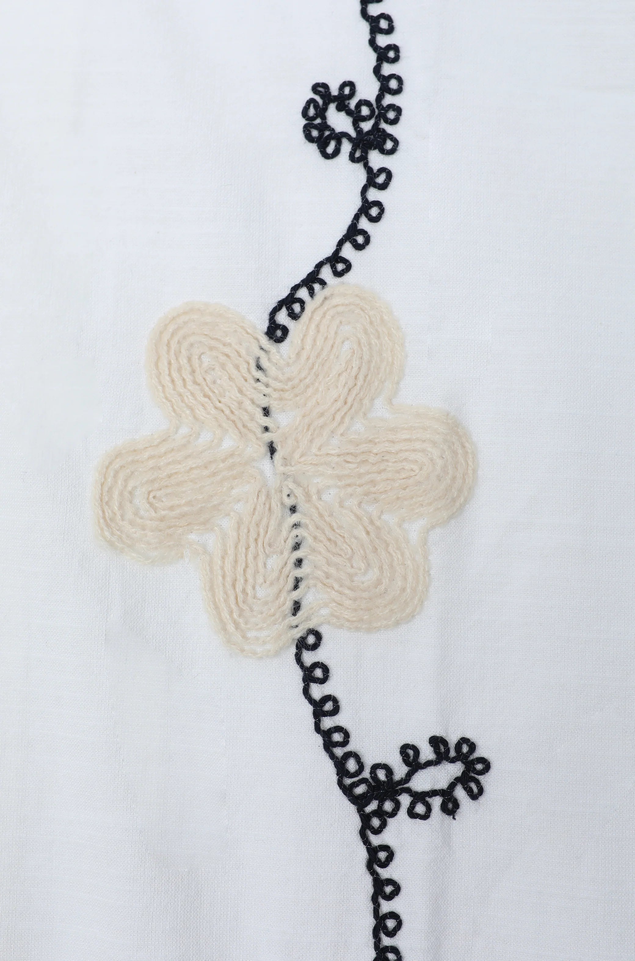 James Harper SS Cuban Collar Shirt Natural Embroidered Vine