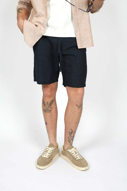 James Harper Linen Relaxed Waist Short Midnight