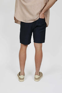 James Harper Linen Relaxed Waist Short Midnight