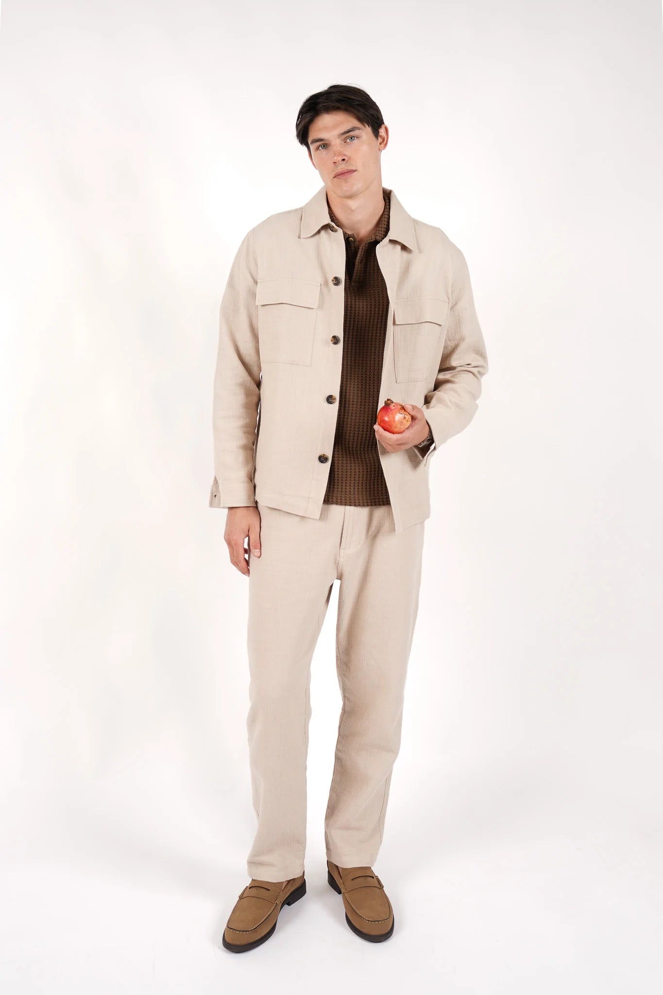 James Harper Cotton Casual Button Front Jacket Pebble