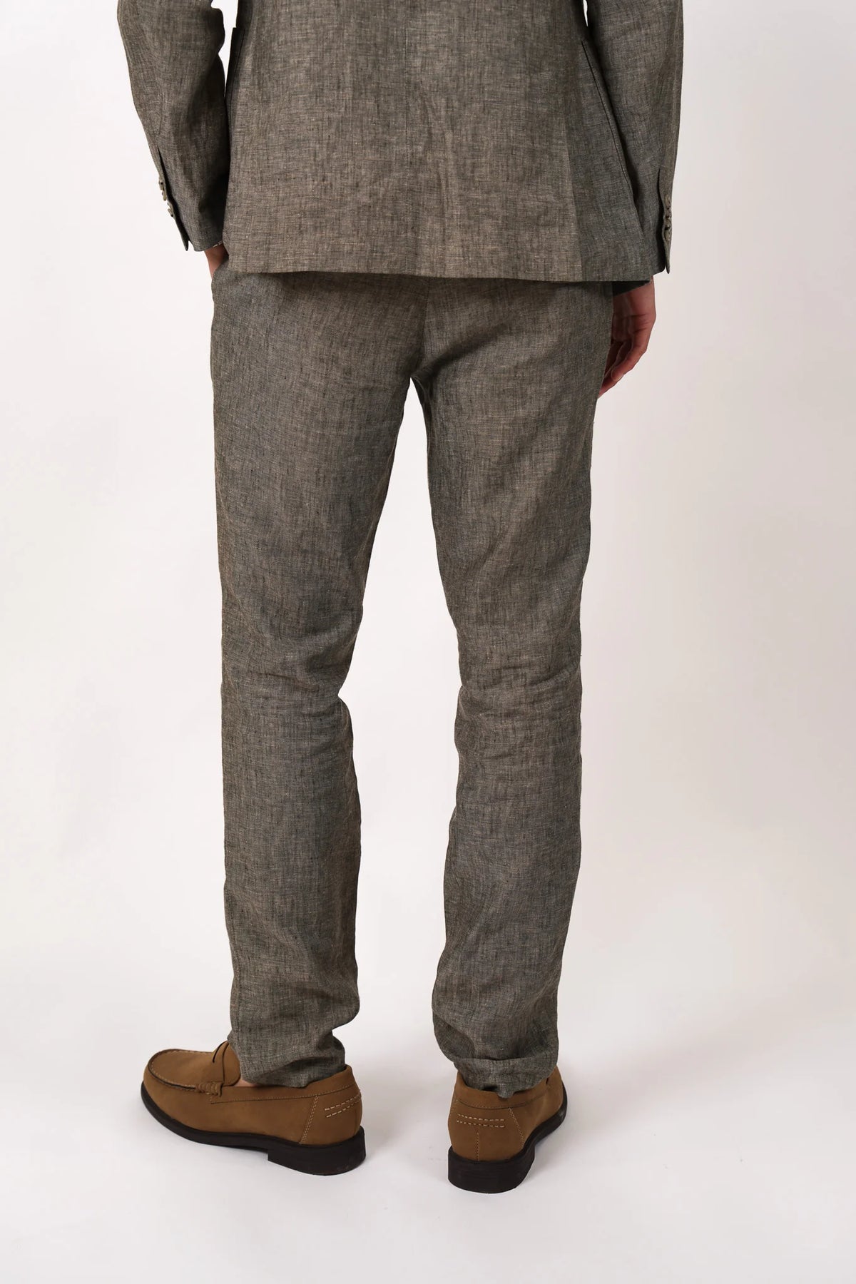 James Harper Linen Relaxed Pleated Pant Olive