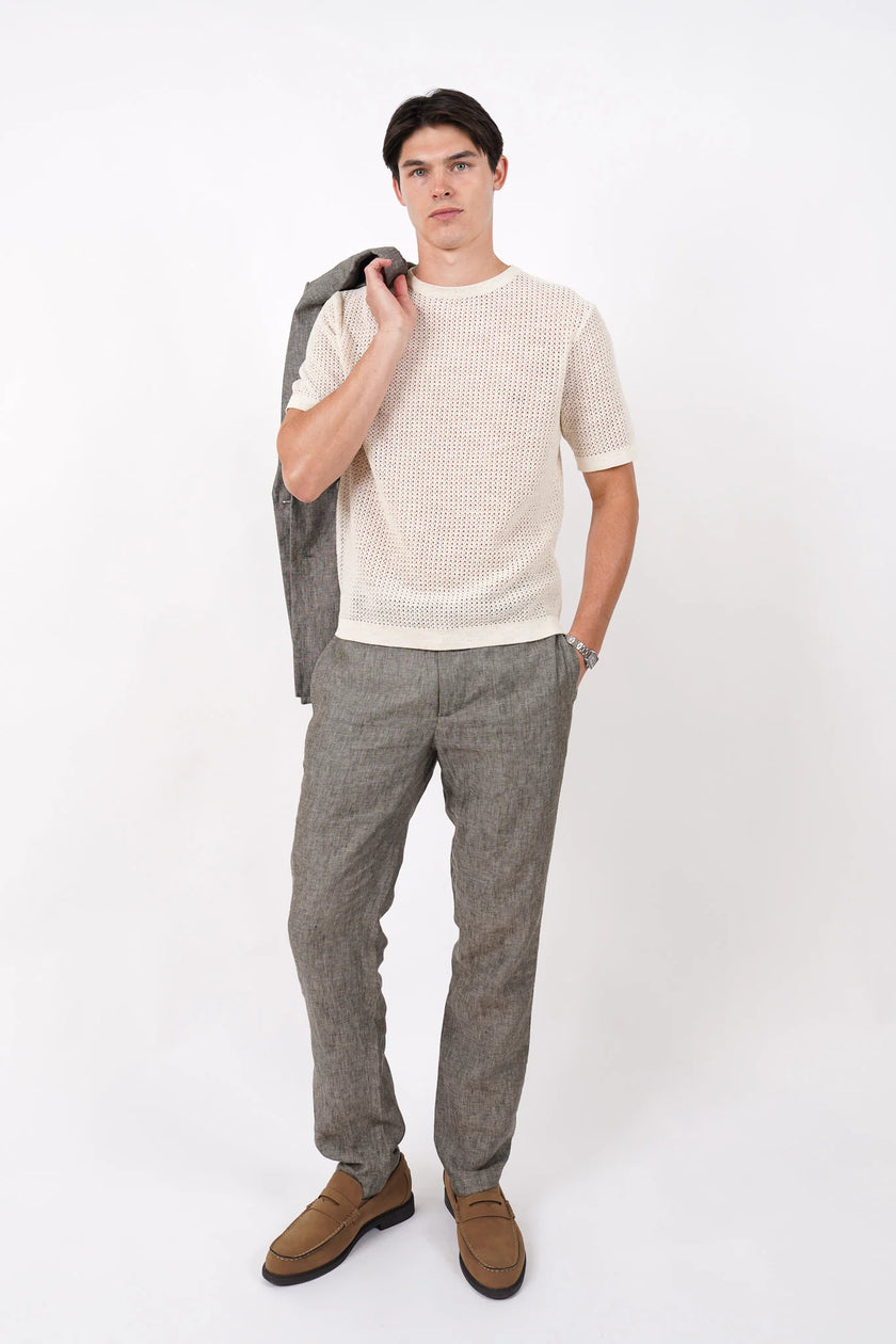 James Harper Crew Neck Tee Natural Marle