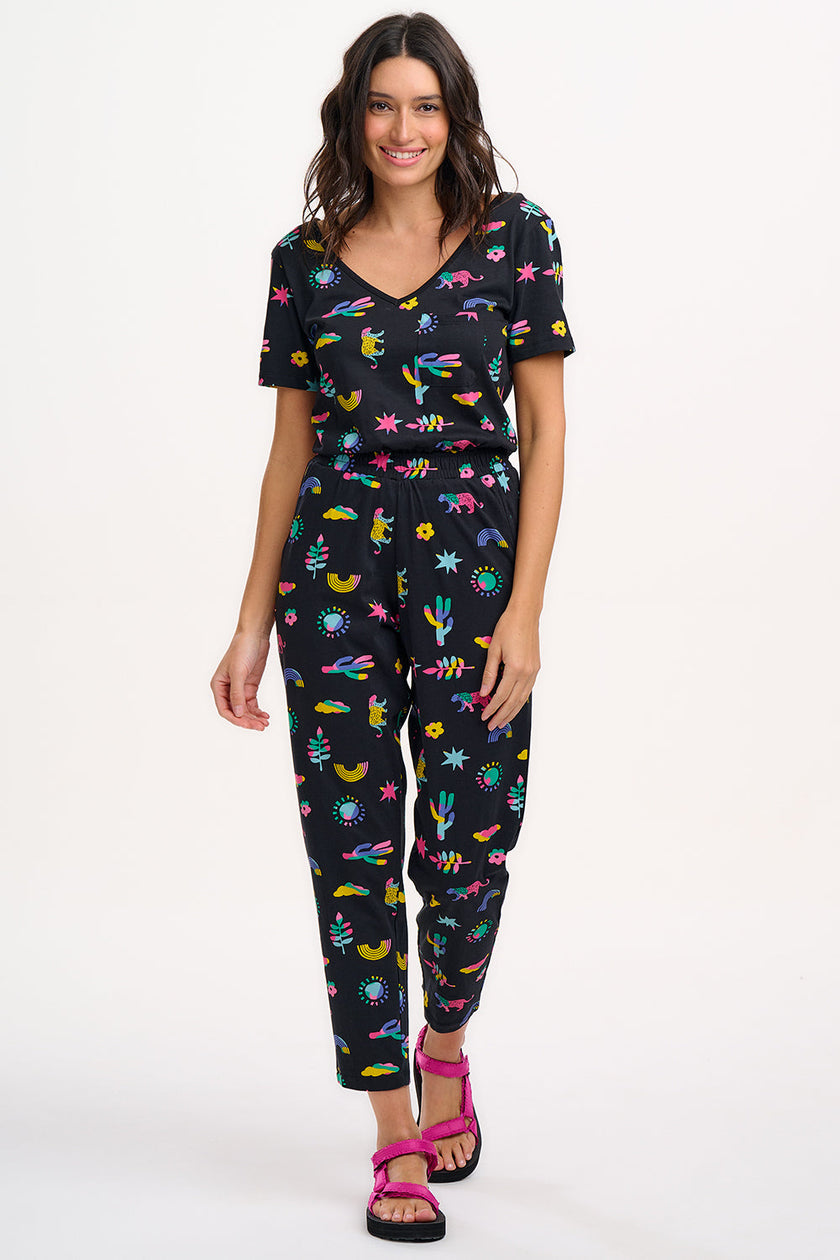 Sugarhill Brighton Bianca Jersey Jumpsuit Black/ Summer Joy