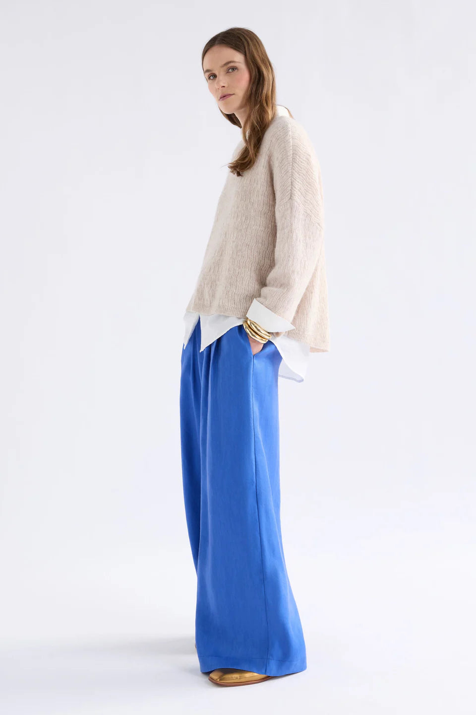 ELK Agna Pattern Sweater Ecru