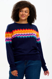 Sugarhill Brighton Rita Jumper Navy Fairisle Stripe