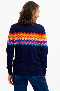 Sugarhill Brighton Rita Jumper Navy Fairisle Stripe