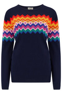 Sugarhill Brighton Rita Jumper Navy Fairisle Stripe