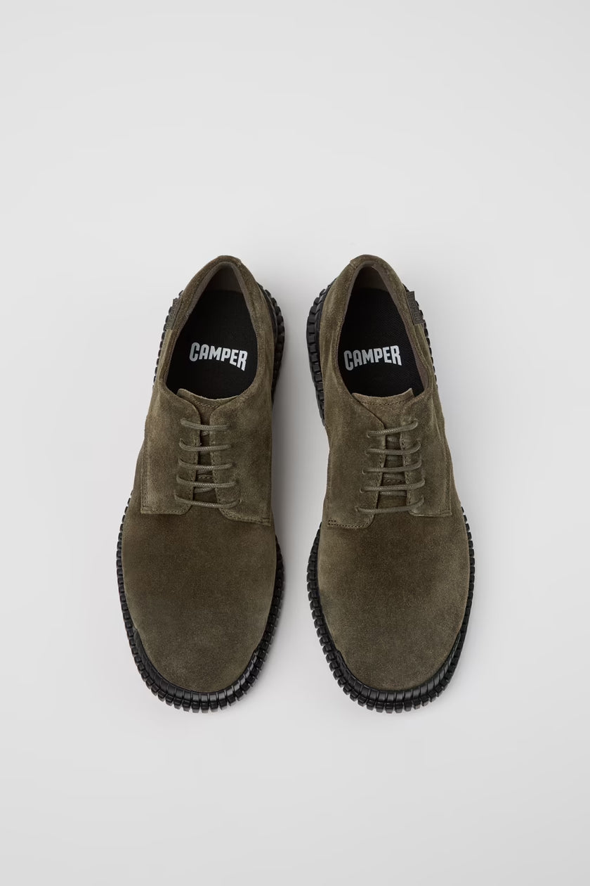 Camper Pix Green Suede Mens Derby Shoe