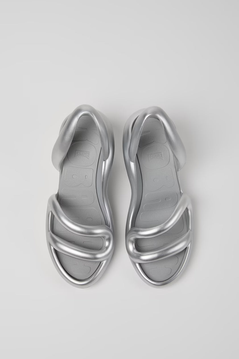 Camper Womens Kobarah Heel Sandals Silver Metallic