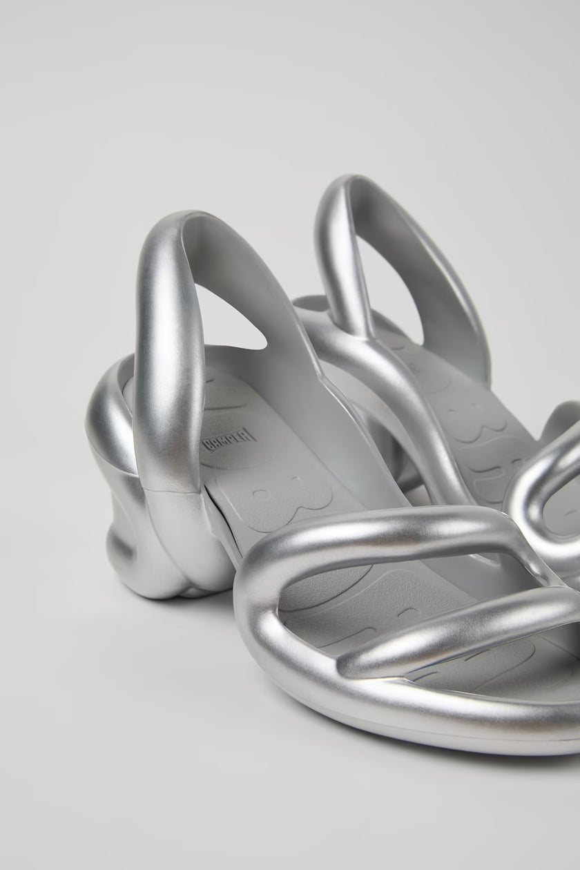 Camper Womens Kobarah Heel Sandals Silver Metallic