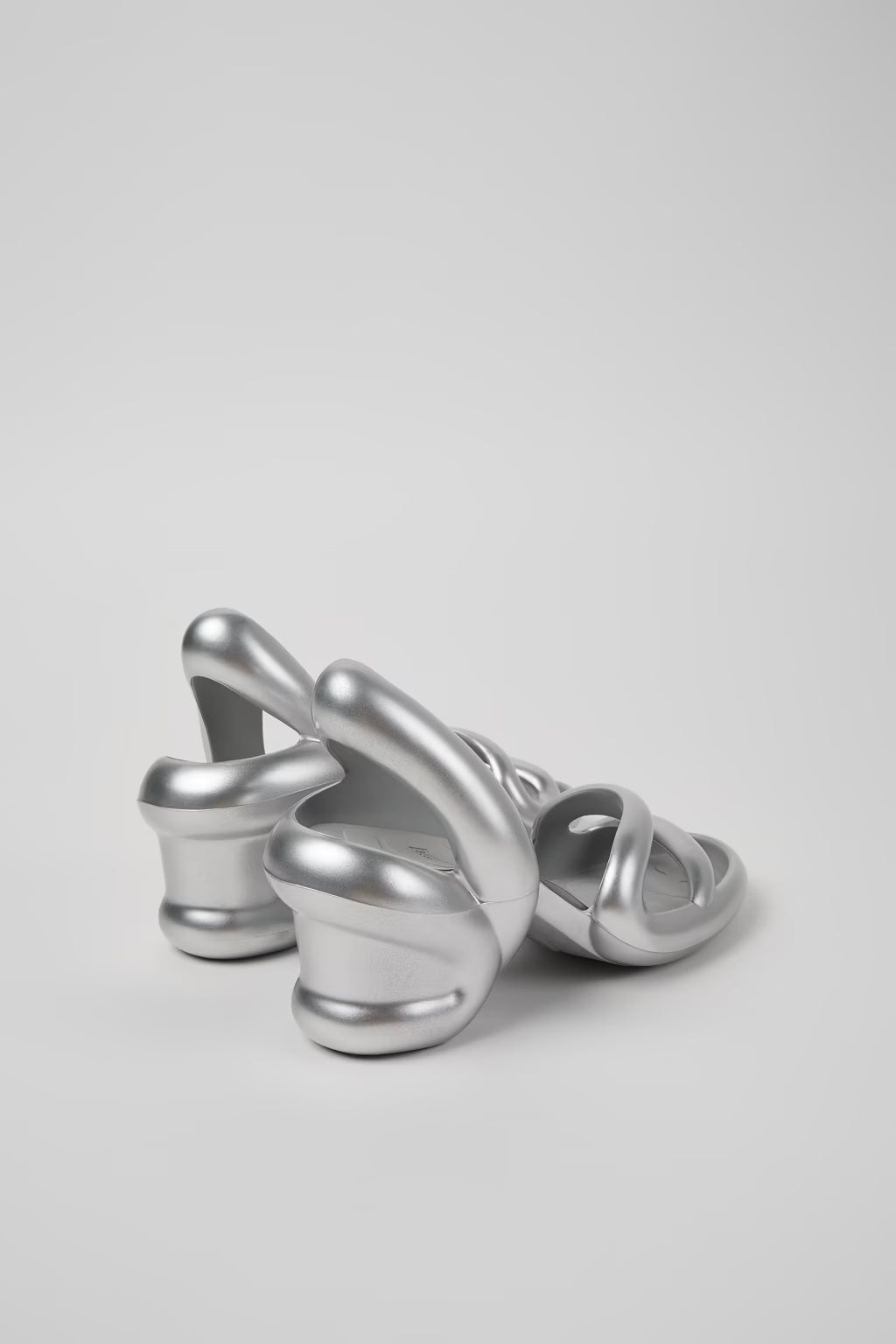 Camper Womens Kobarah Heel Sandals Silver Metallic