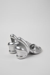 Camper Womens Kobarah Heel Sandals Silver Metallic