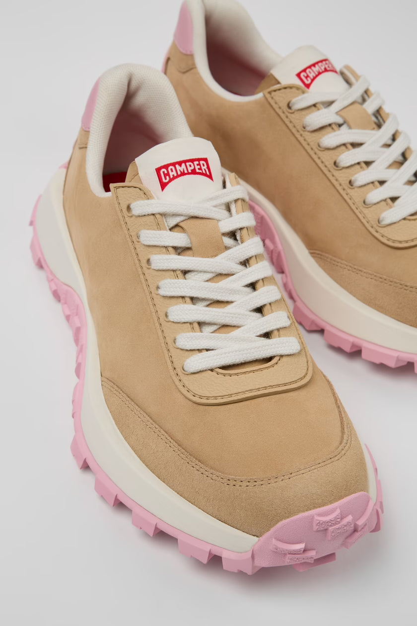 Camper Womens Drift Trail Vibram Sneakers Camel/Pink