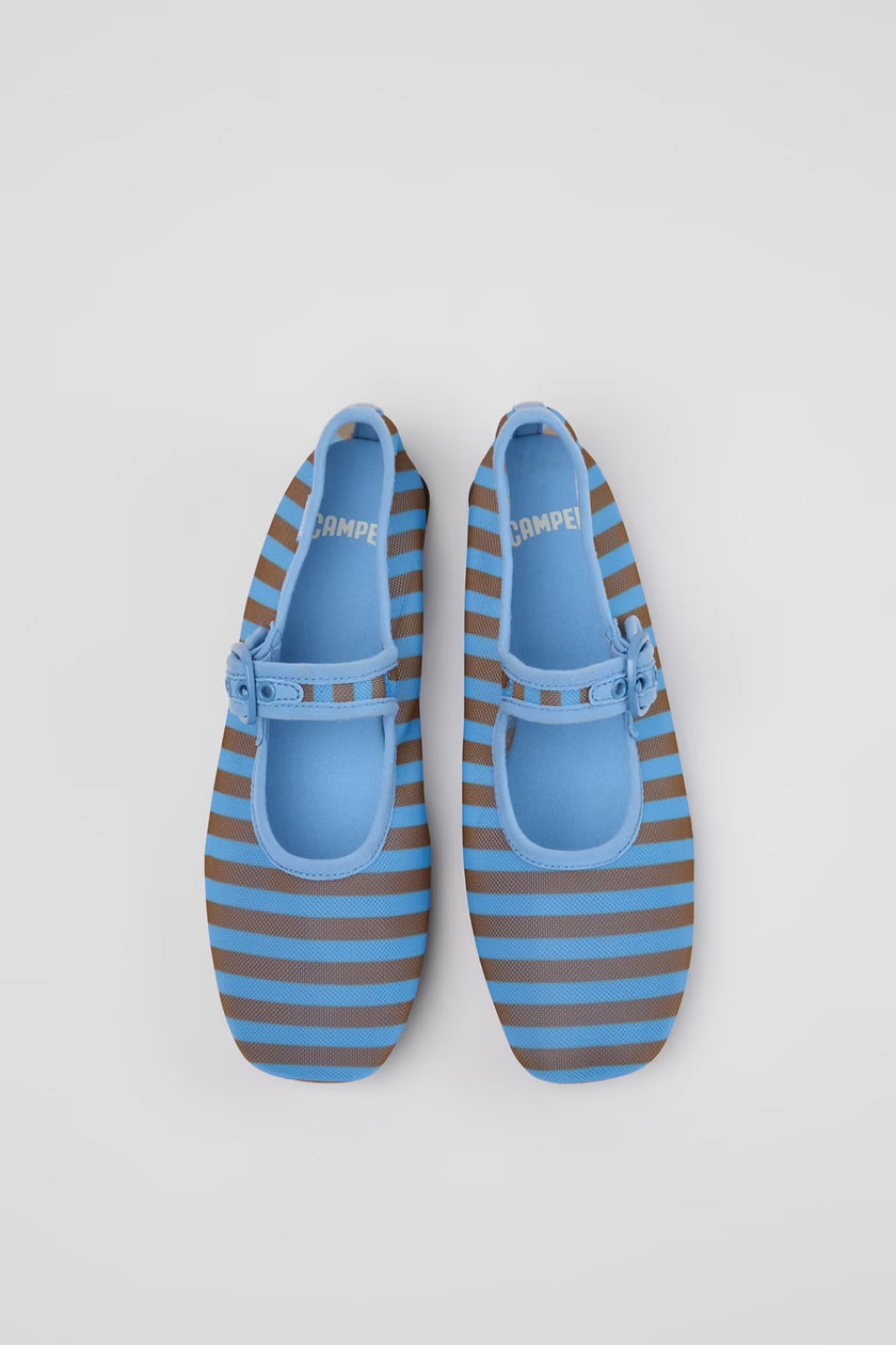 Camper Casi Myra Mesh Ballet Flats Blue/ Brown