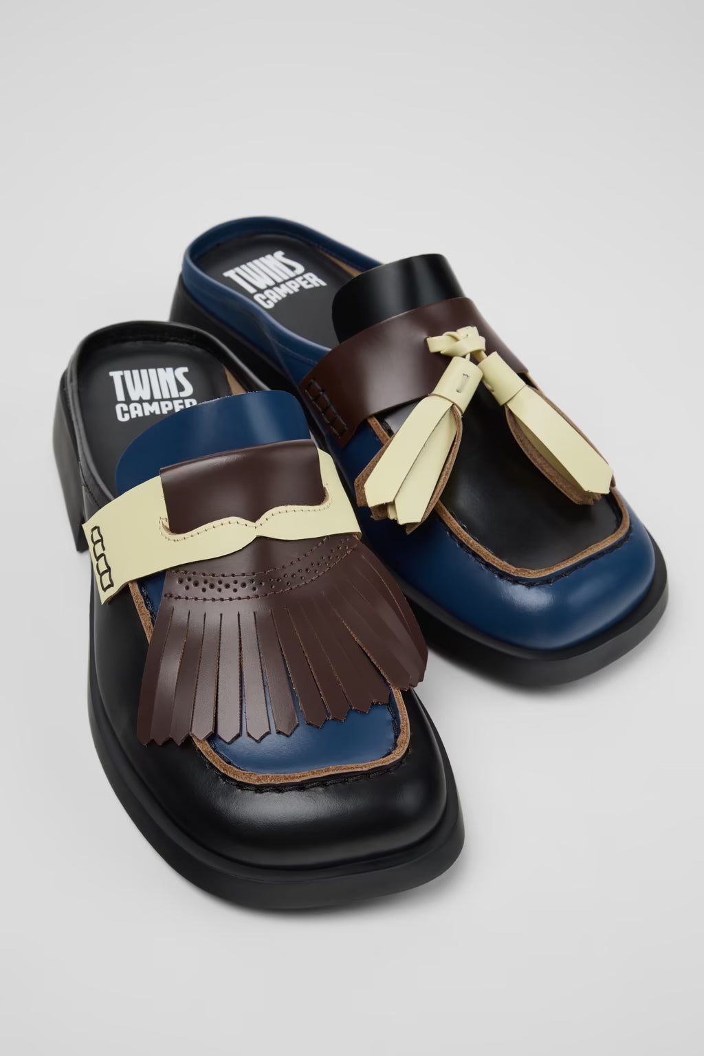 Camper Twins Moccasins Black/ Choc/ Blue/ Yellow