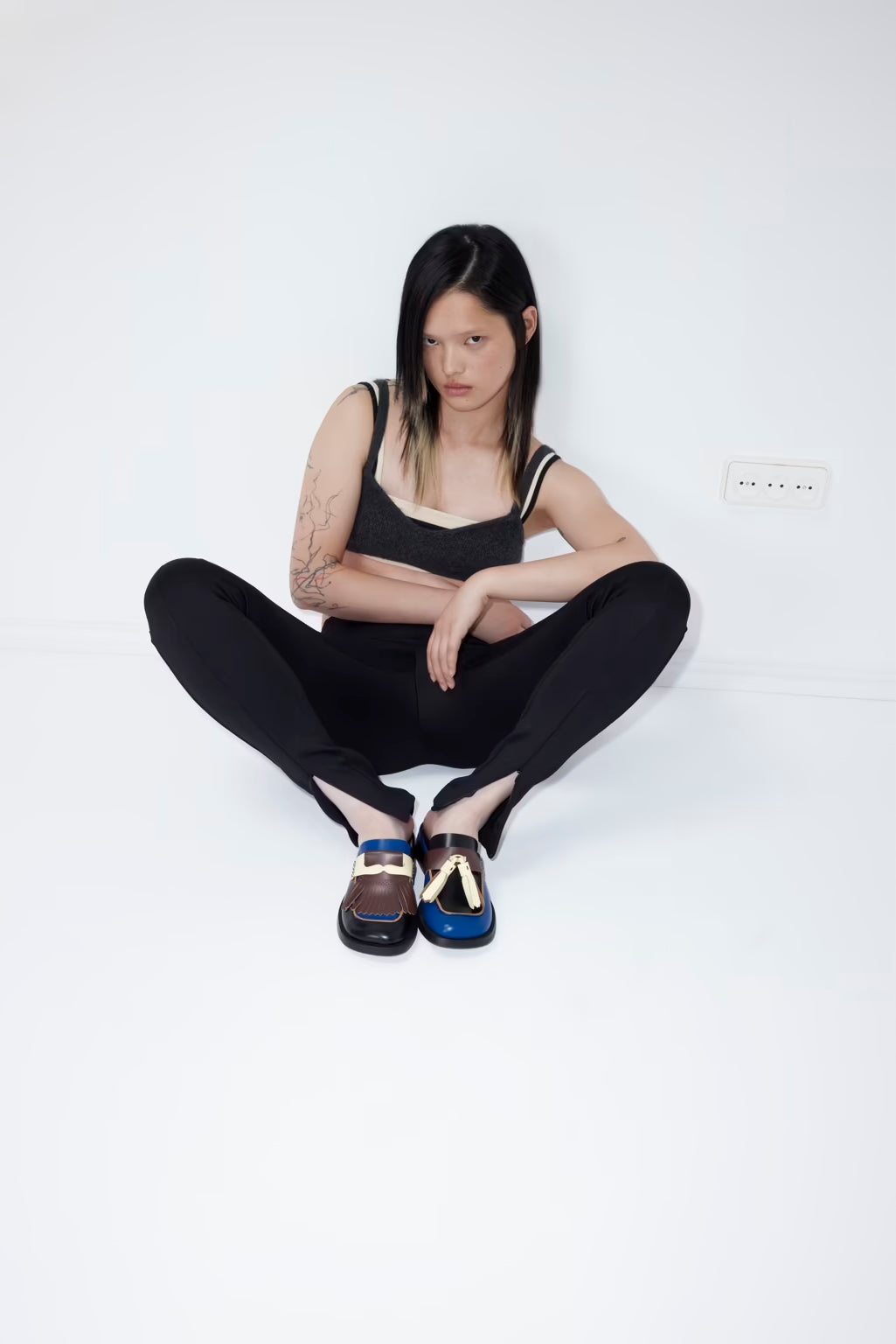 Camper Twins Moccasins Black/ Choc/ Blue/ Yellow