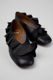 Camper Casi Myra Frilly Ballet Flats Black Leather