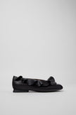 Camper Casi Myra Frilly Ballet Flats Black Leather