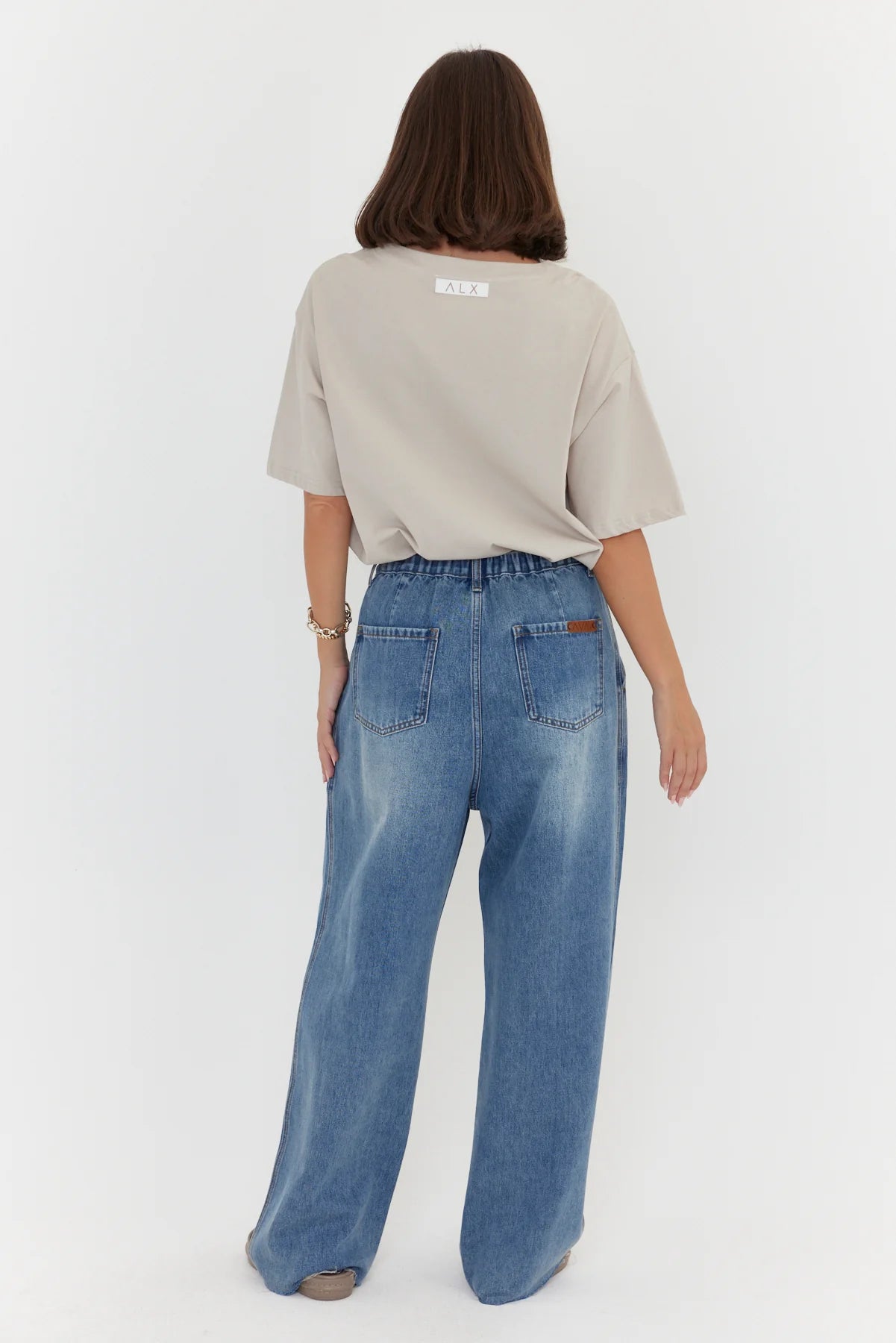 ALEXANDRA Alessia Wide Leg Jeans Mid Blue Denim