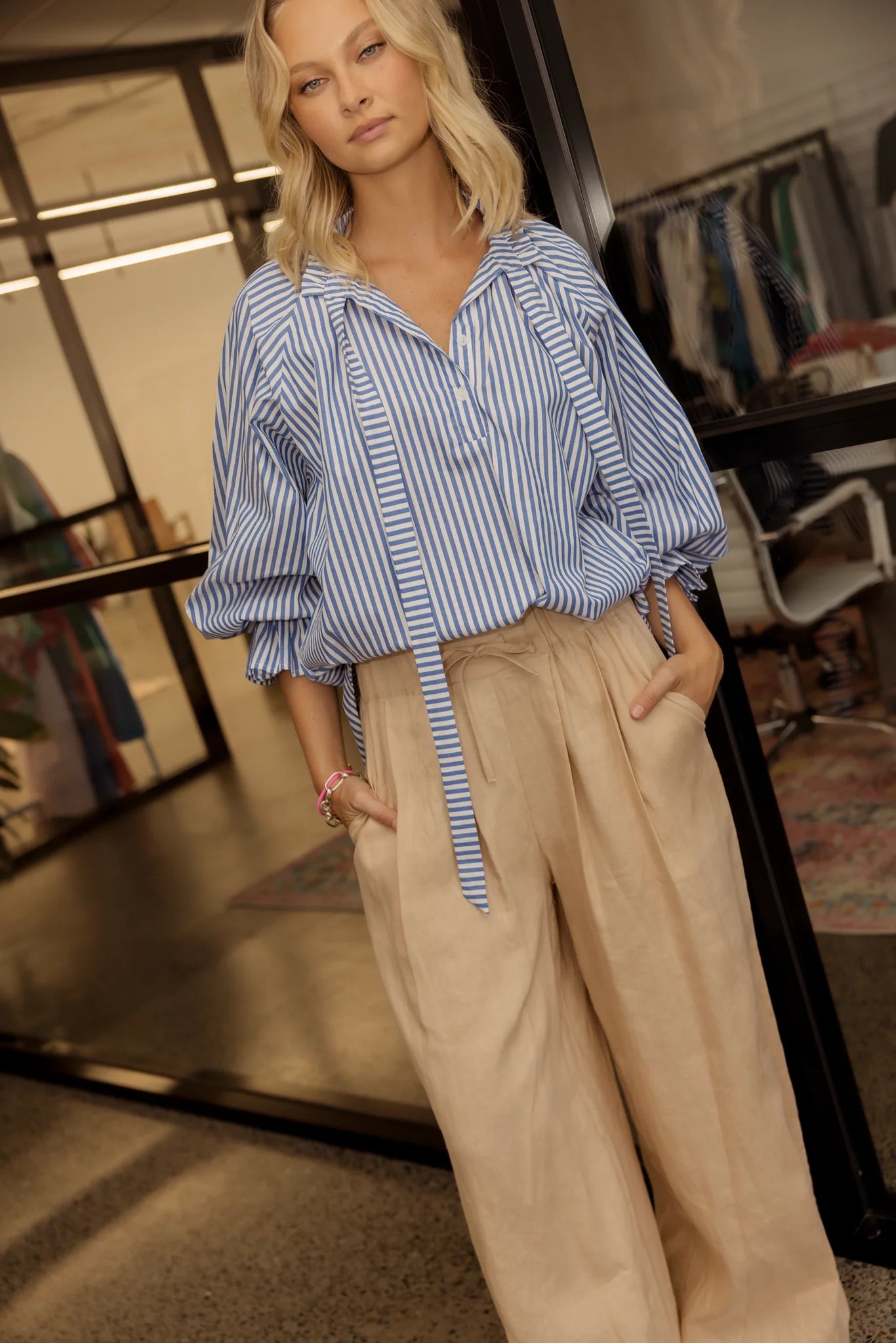 ALEXANDRA Teri Linen Pants Beige