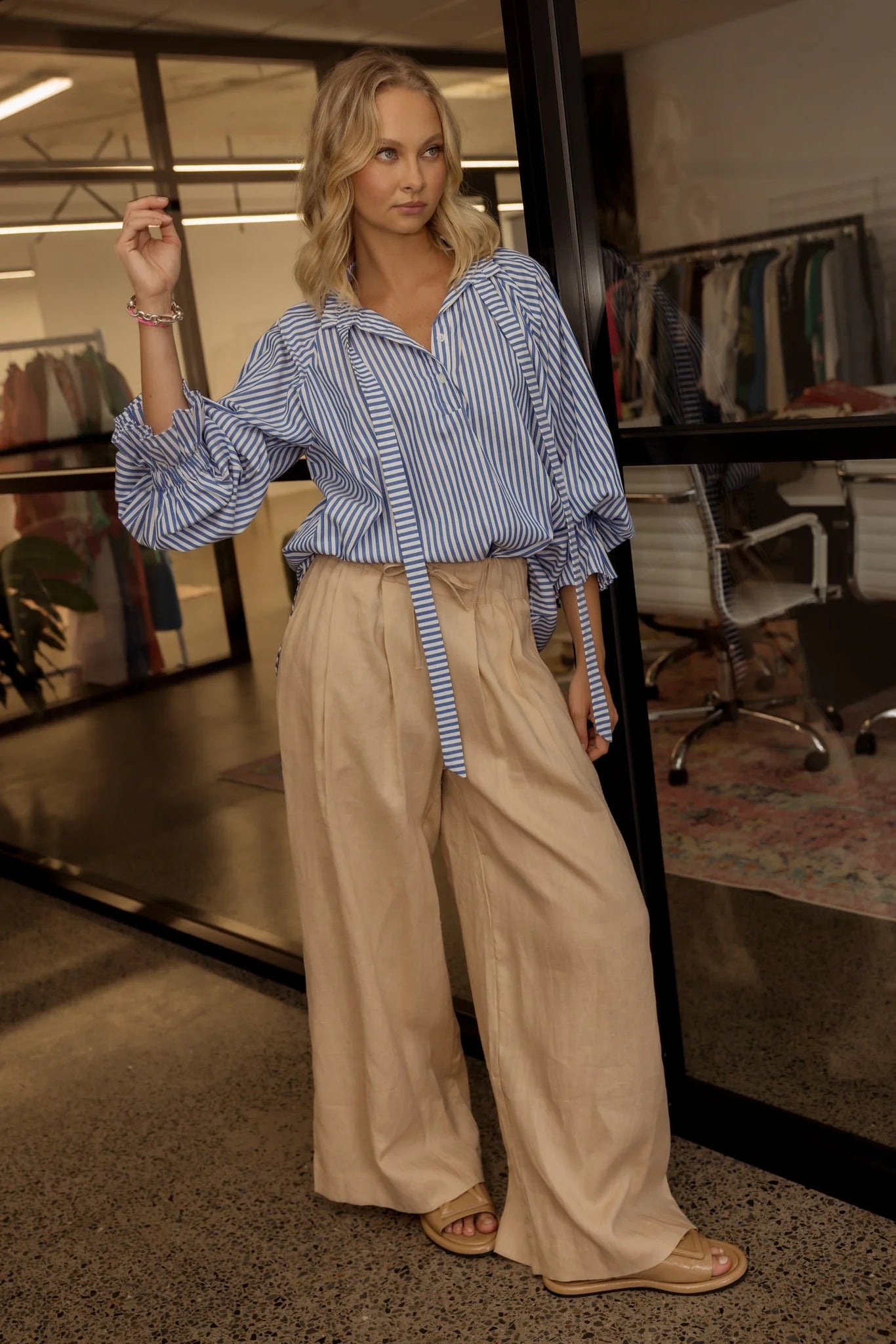 ALEXANDRA Teri Linen Pants Beige