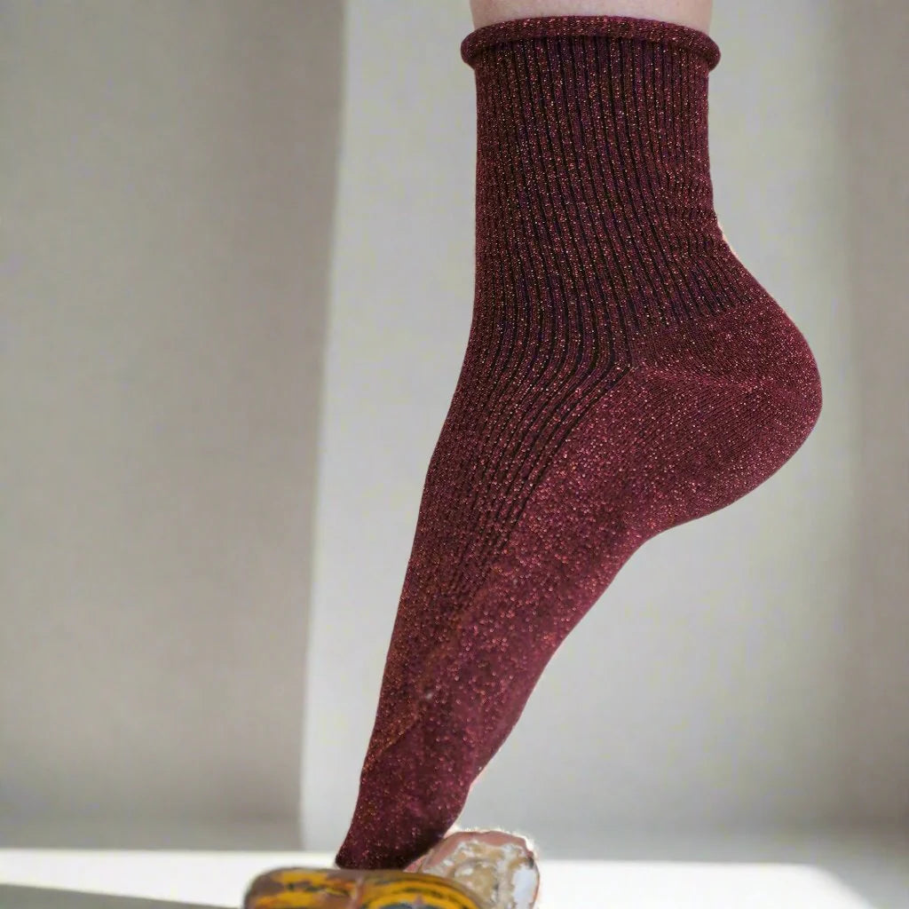 KLUE Glitter Lurex Socks Red