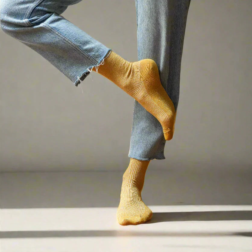 KLUE Glitter Lurex Socks Mustard
