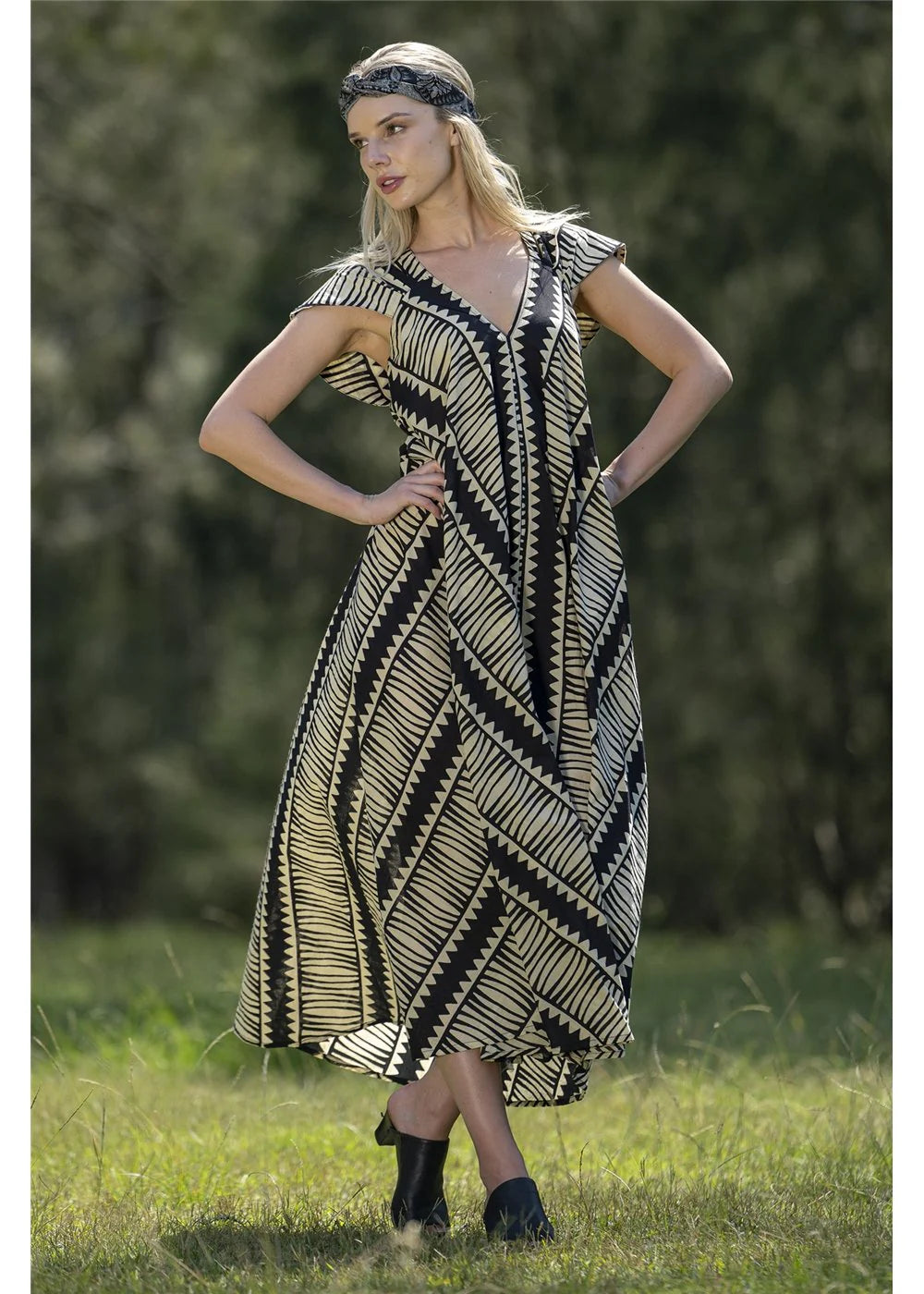 Cienna Hemi Cotton Dress Black