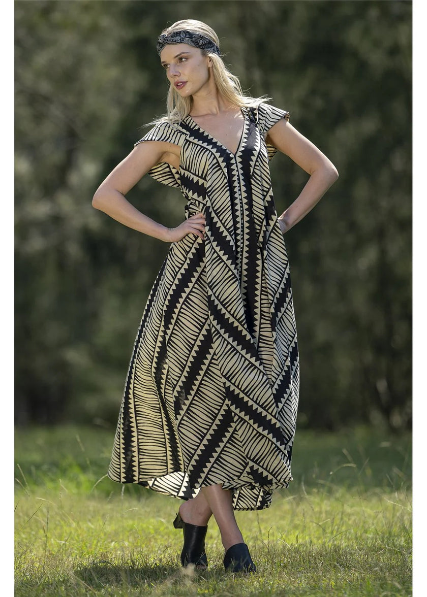 Cienna Hemi Cotton Dress Black