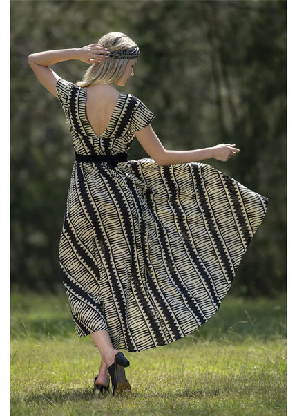 Cienna Hemi Cotton Dress Black