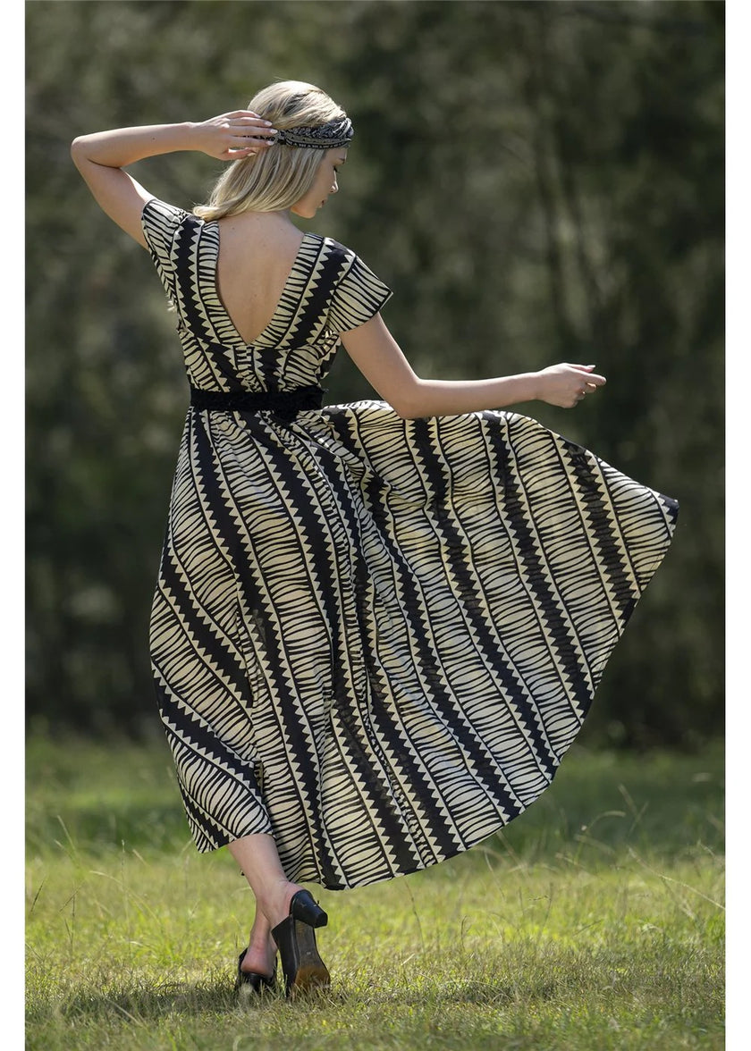 Cienna Hemi Cotton Dress Black