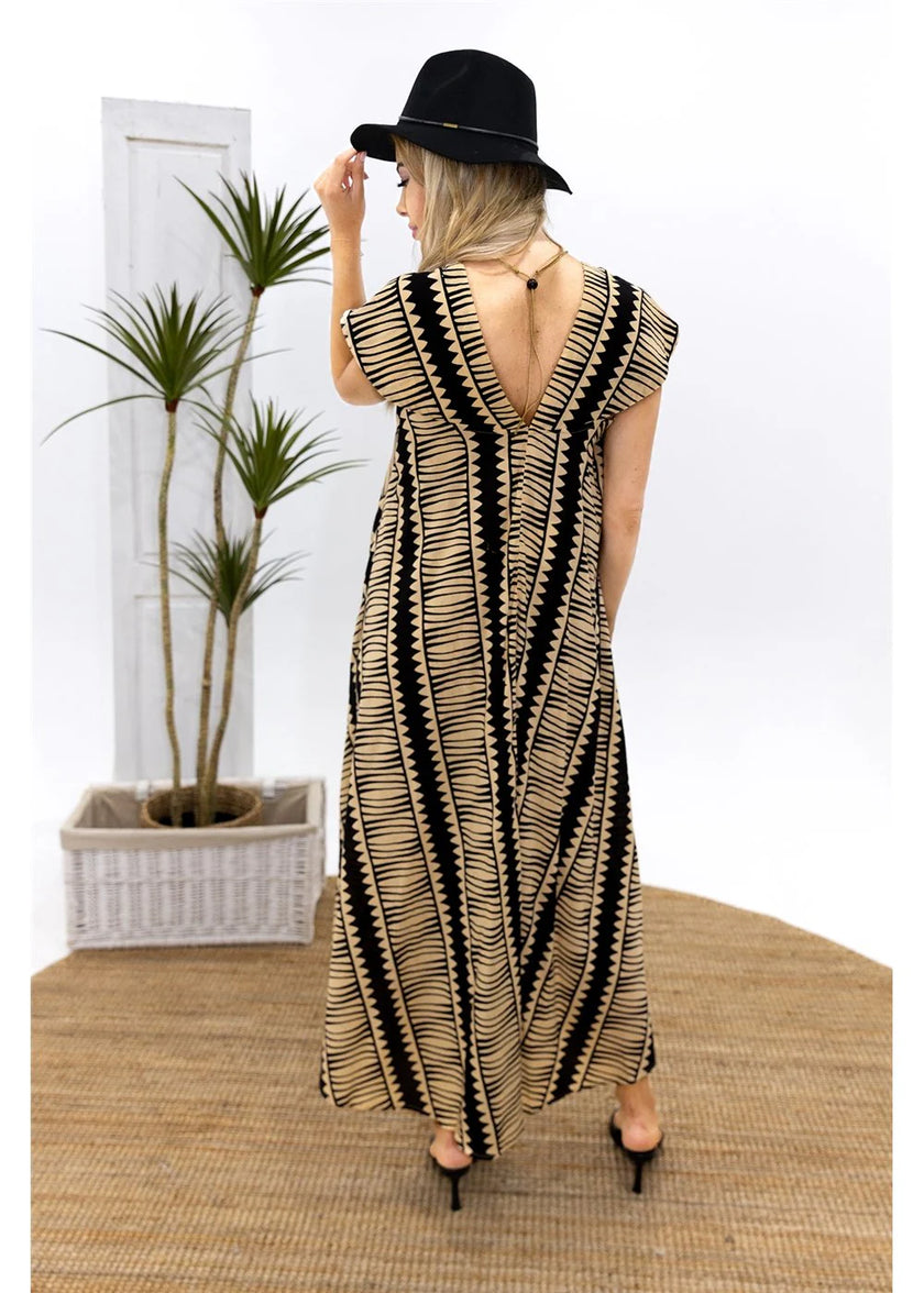 Cienna Hemi Cotton Dress Black