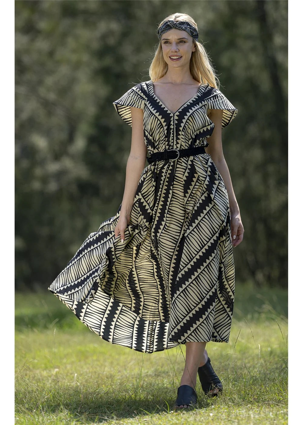 Cienna Hemi Cotton Dress Black