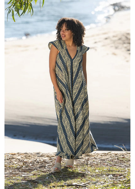 Cienna Hemi Cotton Dress Blue