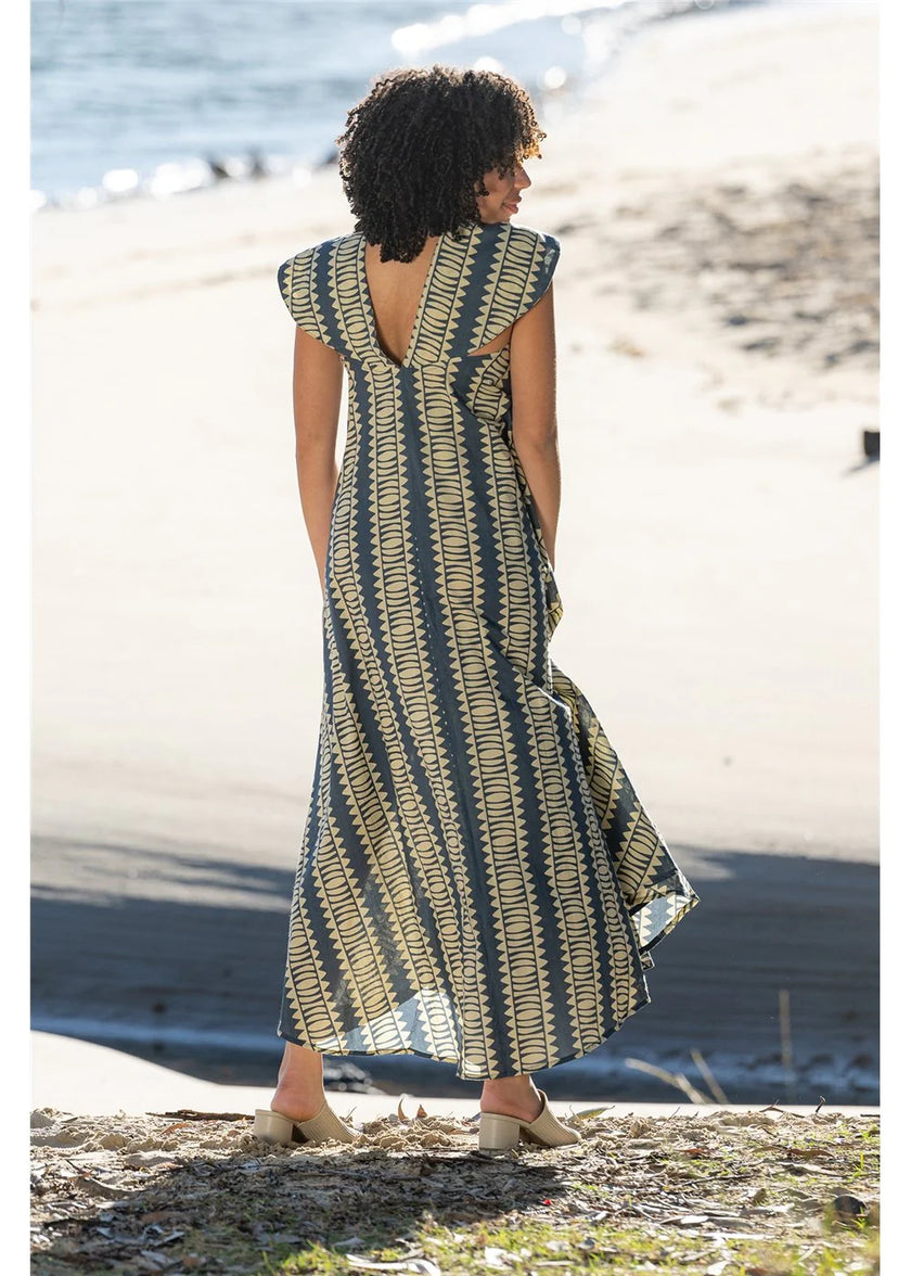 Cienna Hemi Cotton Dress Blue