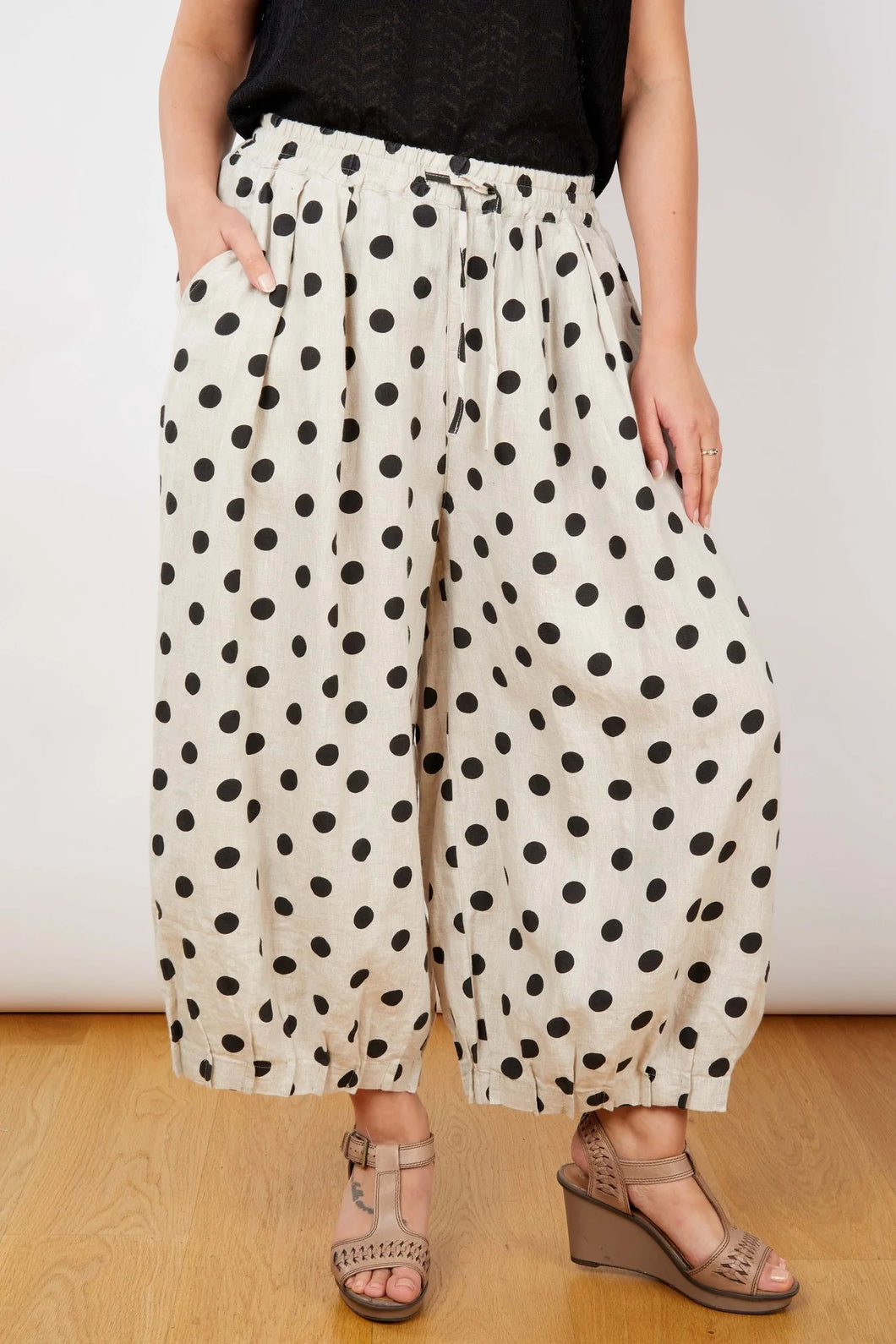 JJ Sisters LL127 Polka Pant Beige Black