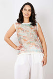 JJ Sisters LL29 Silk Linen Top Scenic Print