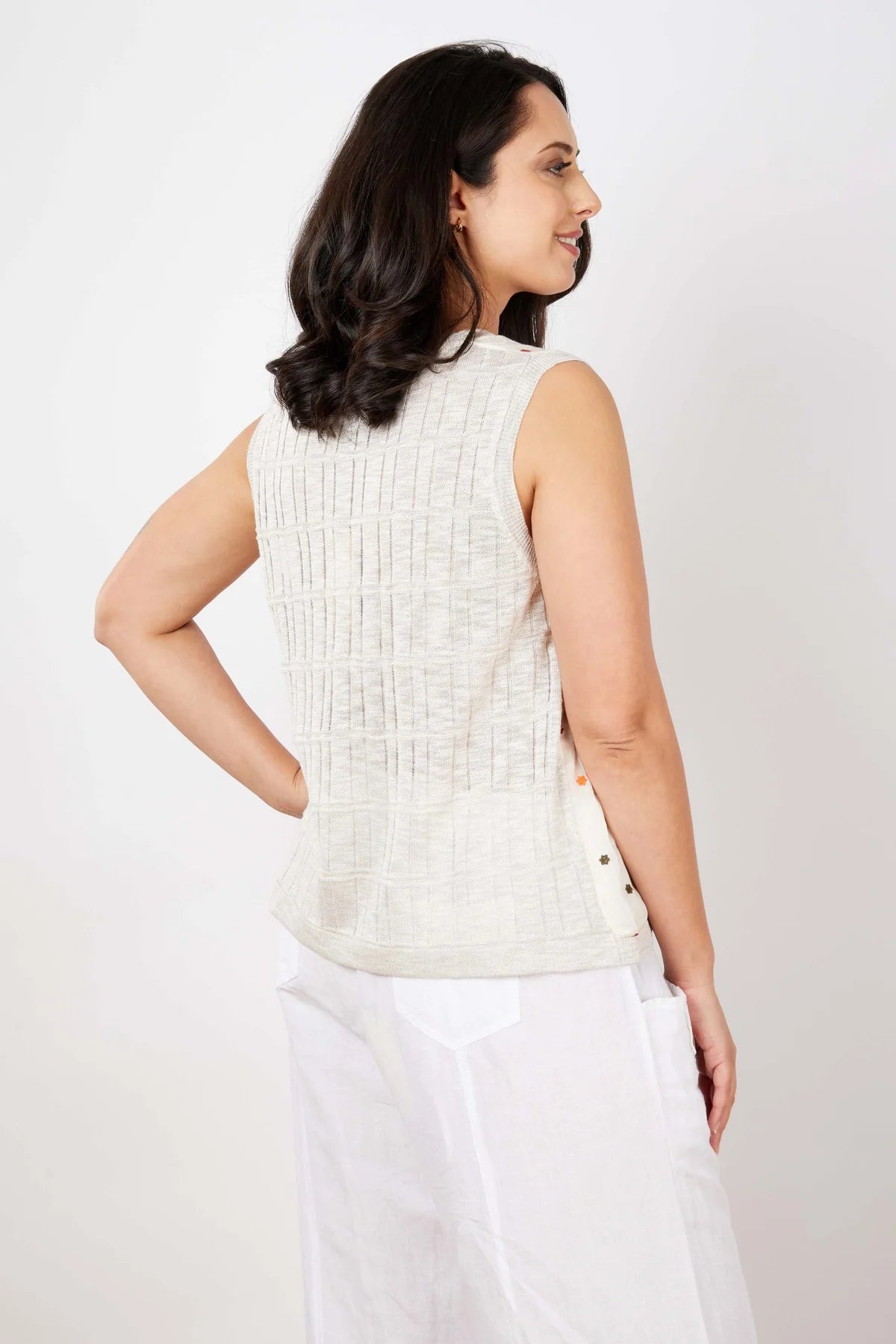 JJ Sisters LL31 Silk Linen Top Natural Confetti
