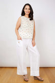 JJ Sisters LL31 Silk Linen Top Natural Confetti